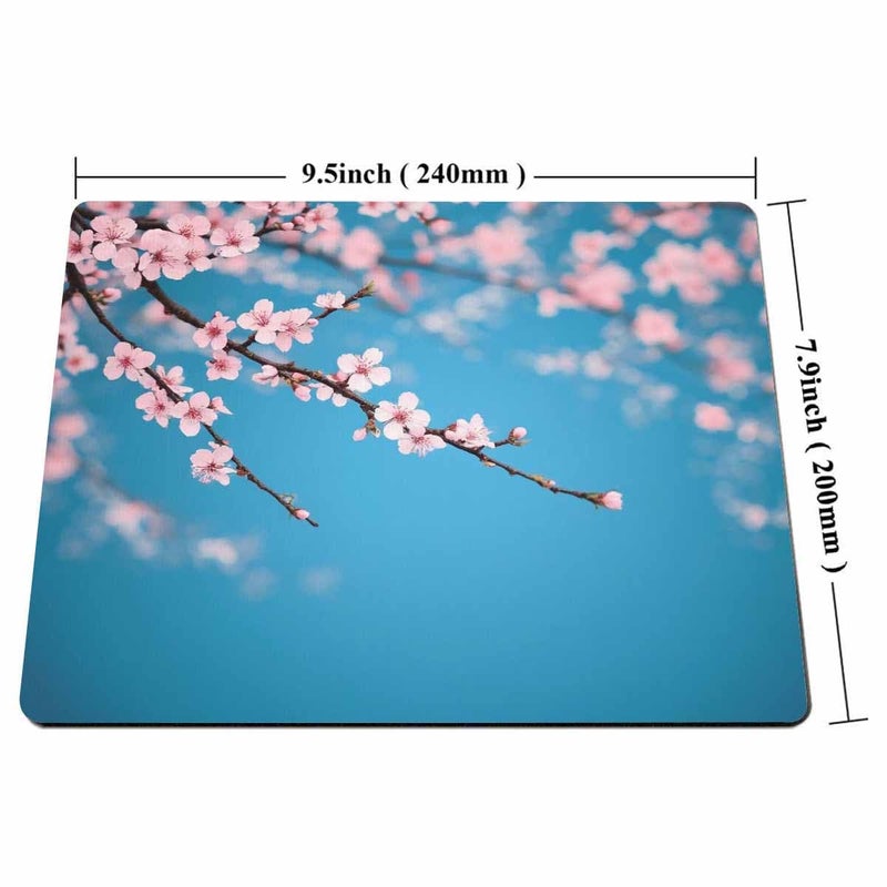 Smooffly Sakura Mouse Pad,Leaves and Plants Ombre Spring Japanese Sakura Flowers in Garden Park Gaming Mouse Pad - Image 2